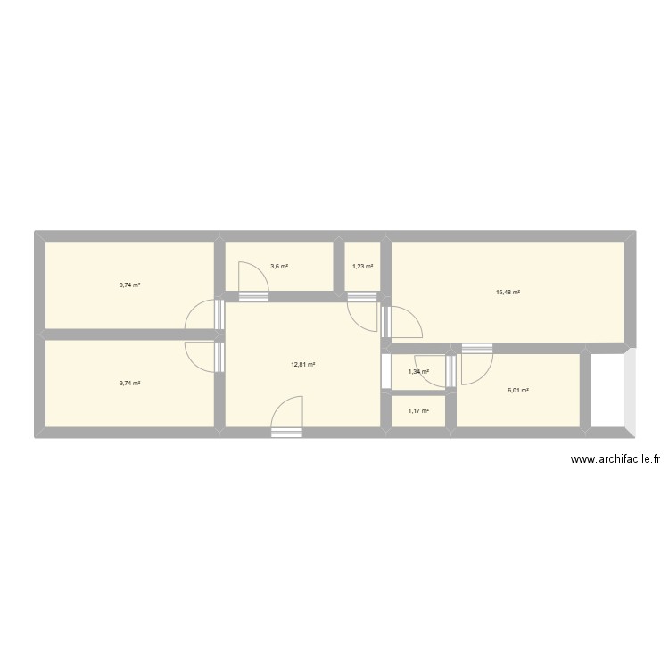 DERACHE. Plan de 10 pièces et 63 m2