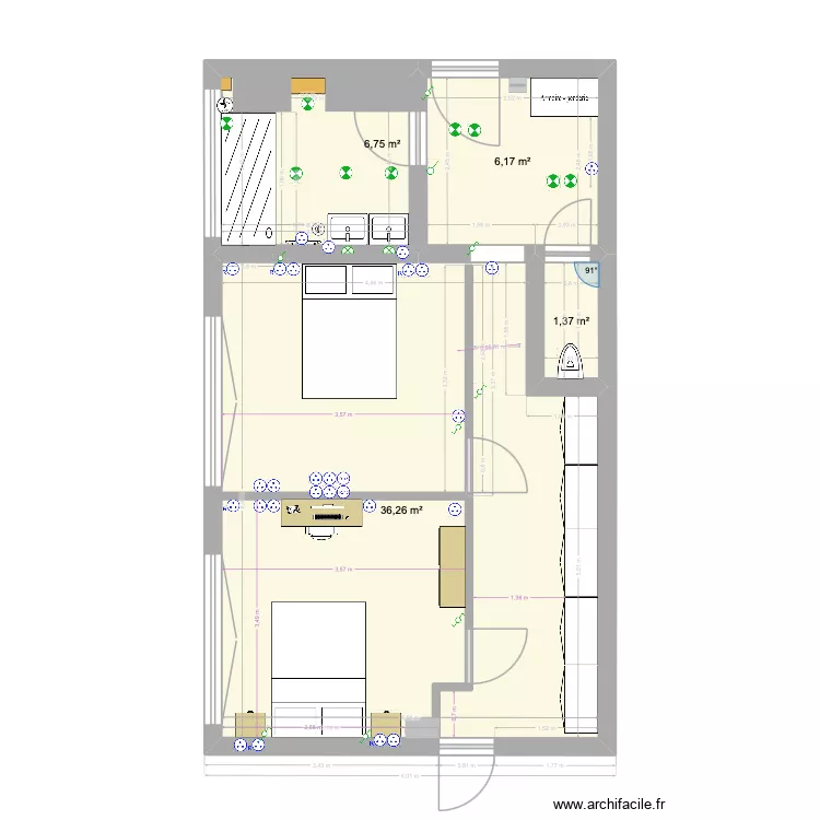 Fred Option 1. Plan de 4 et 51 m² Fred Option 1. Plan de 4 et 51 m²