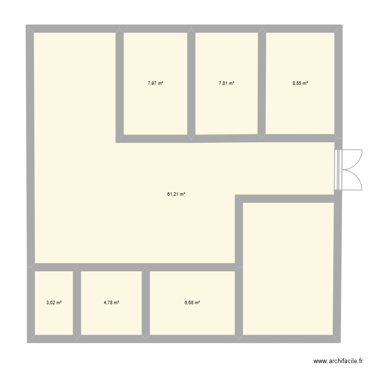 glr. Plan de 7 pièces et 100 m2