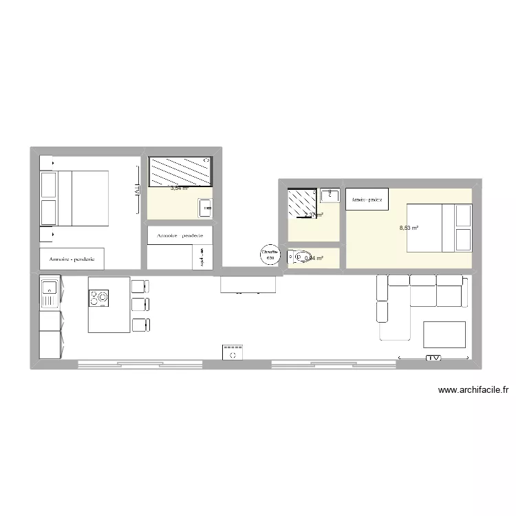 grau renov. Plan de 4  et 15 m²