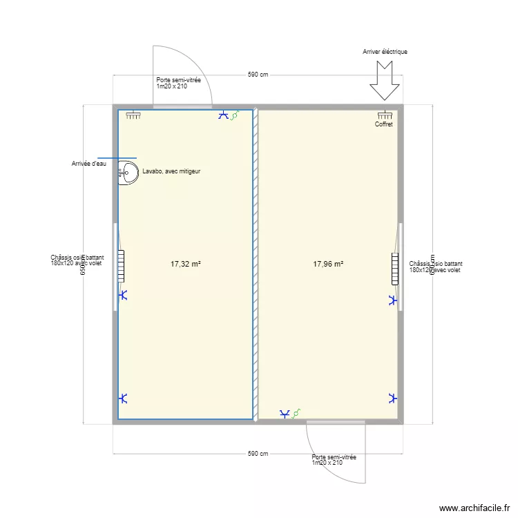 Classe 36m&sup2; v2 Maud Meyere. Plan de 