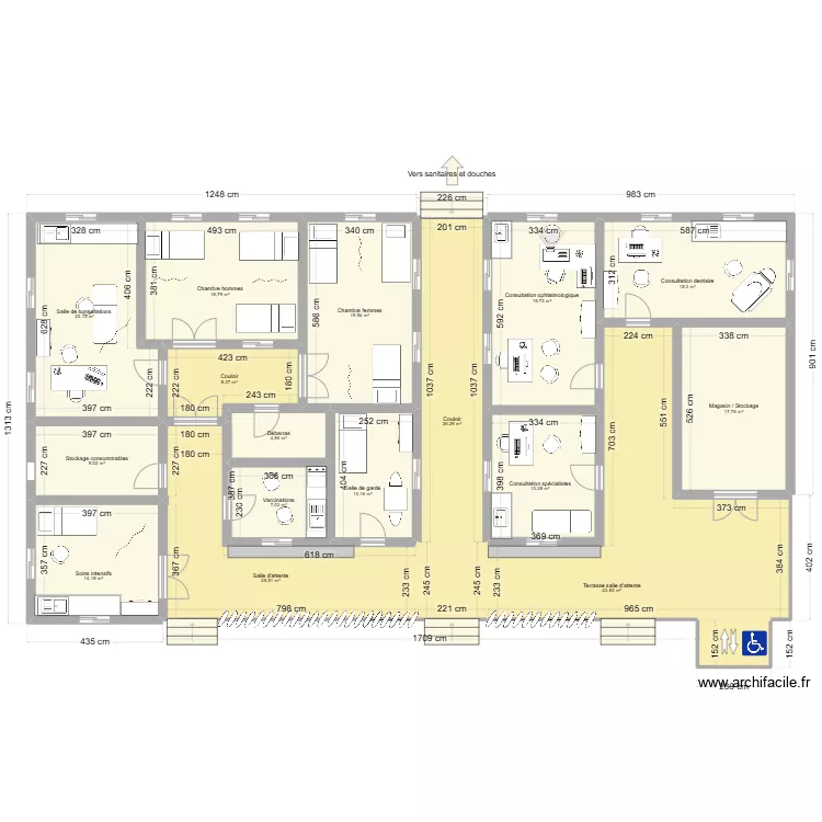 Dispensaire V3 complet extensions. Plan de 