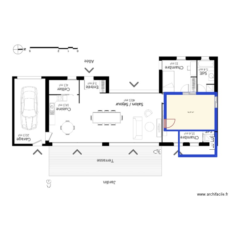 2026 villa. Plan de 1 pièce et 14 m2
