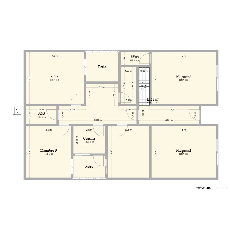MEMOIRE2. Plan de 12 pièces et 131 m2
