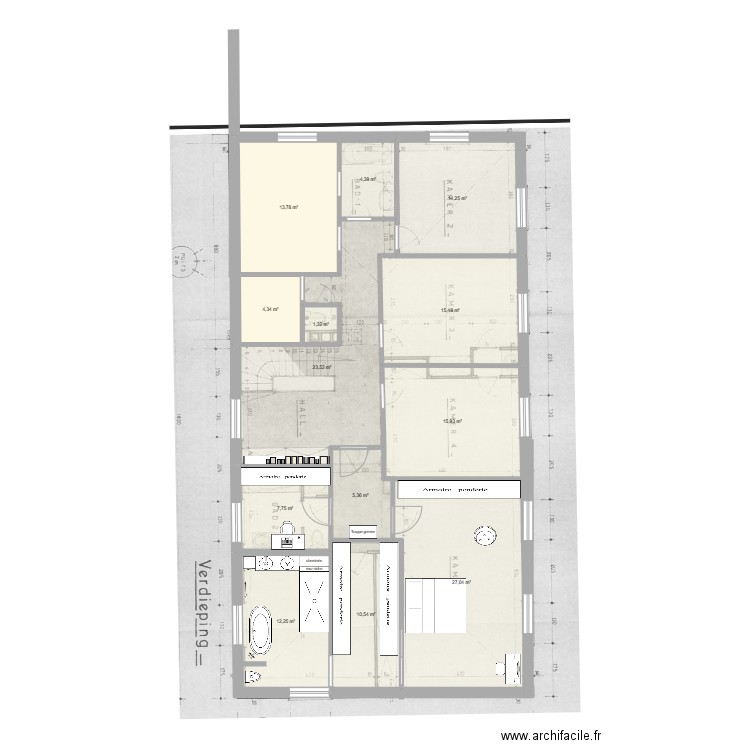 Chambre. Plan de 13 pièces et 156 m2