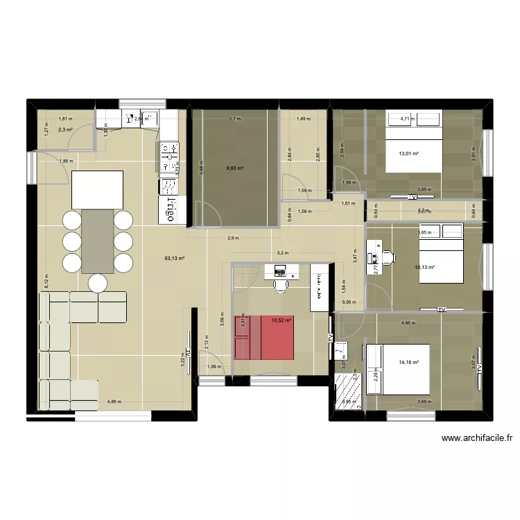 maison Auterive. Plan de 7 pièces et 123 m² maison Auterive. Plan de 7 pièces et 123 m²