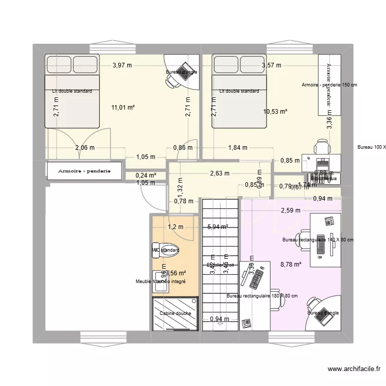 1er étage 16 Jonquilles. Plan de 7 Pièces et 41 m² 1er étage 16 Jonquilles. Plan de 7 Pièces et 41 m²