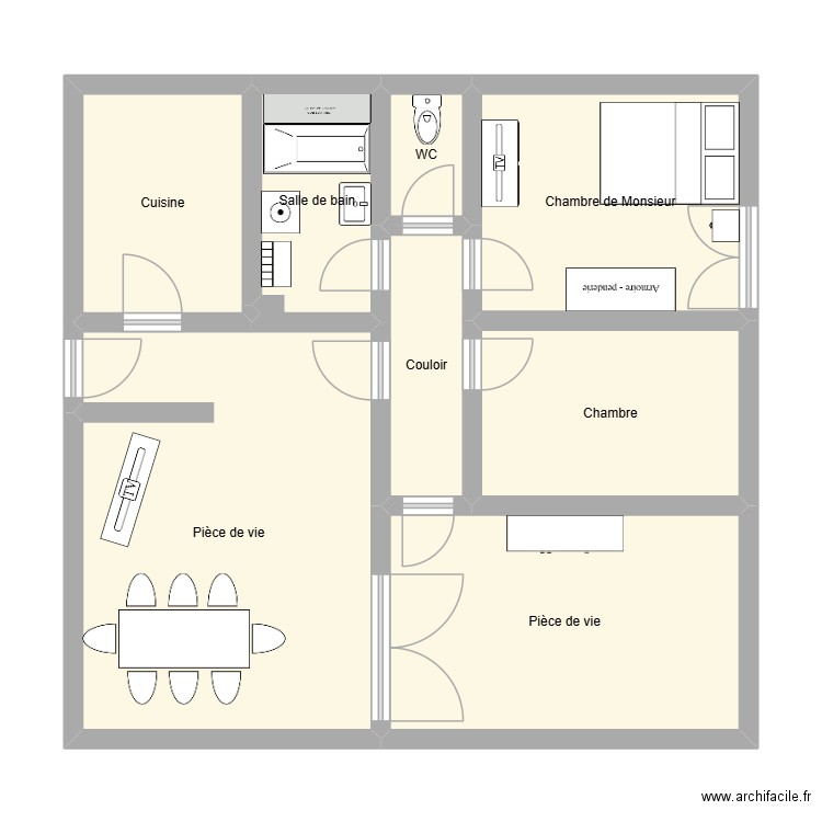 Laure BRIE. Plan de 8 pièces et 70 m2