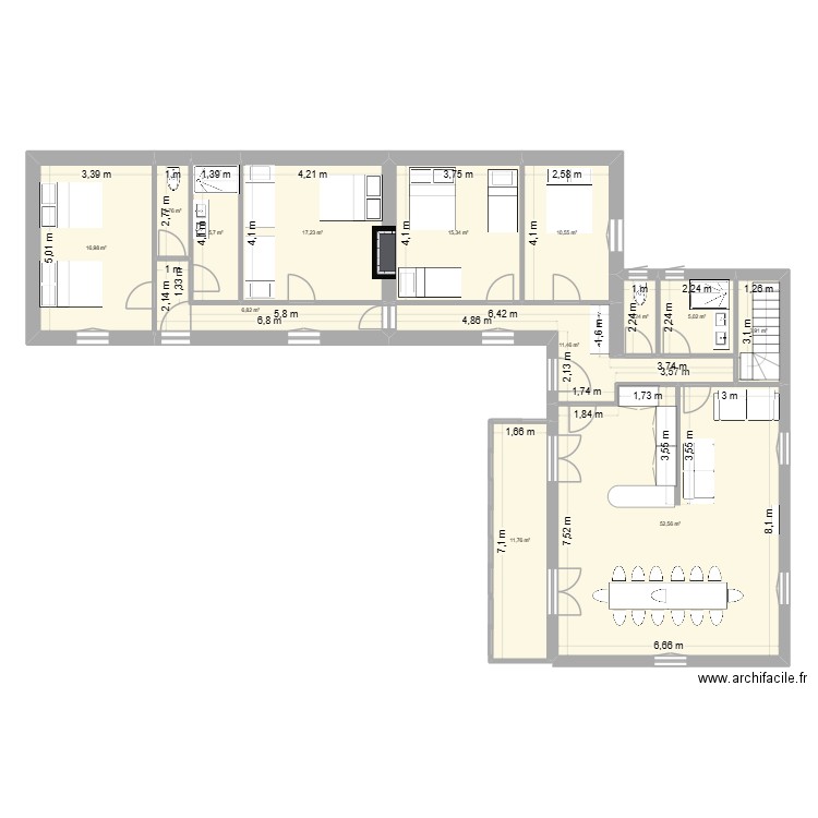 SARRETTE. Plan de 13 pièces et 162 m2