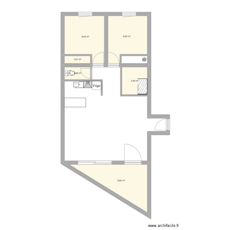 appart. Plan de 6 pièces et 33 m2