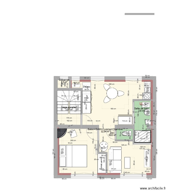 immeuble1 1er Projet 2b 2 pièces. Plan de 0 pièce et 0 m2