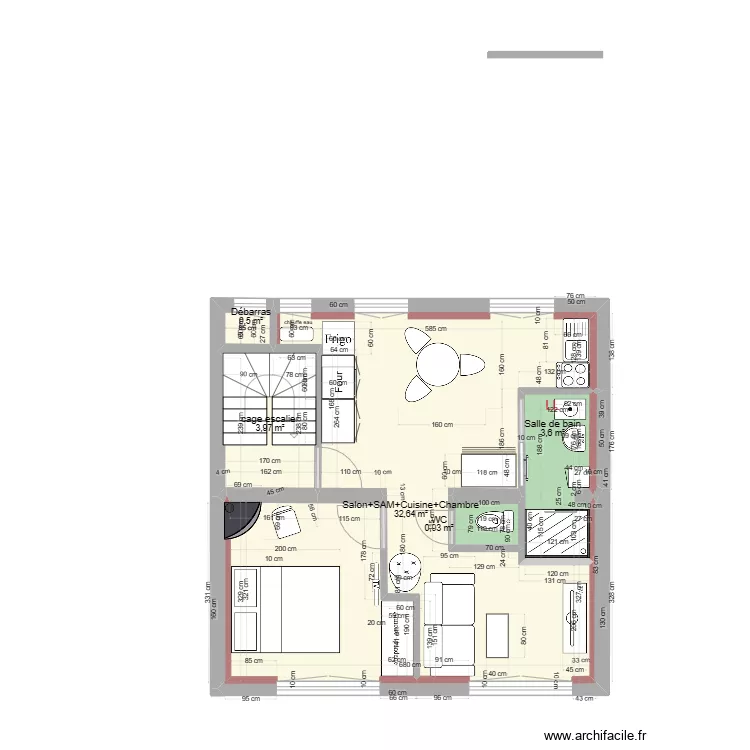 immeuble1 1er Projet 2b 2 pi&egrave;ces. Plan de 