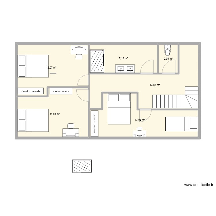 meilla. Plan de 6 pièces et 60 m2