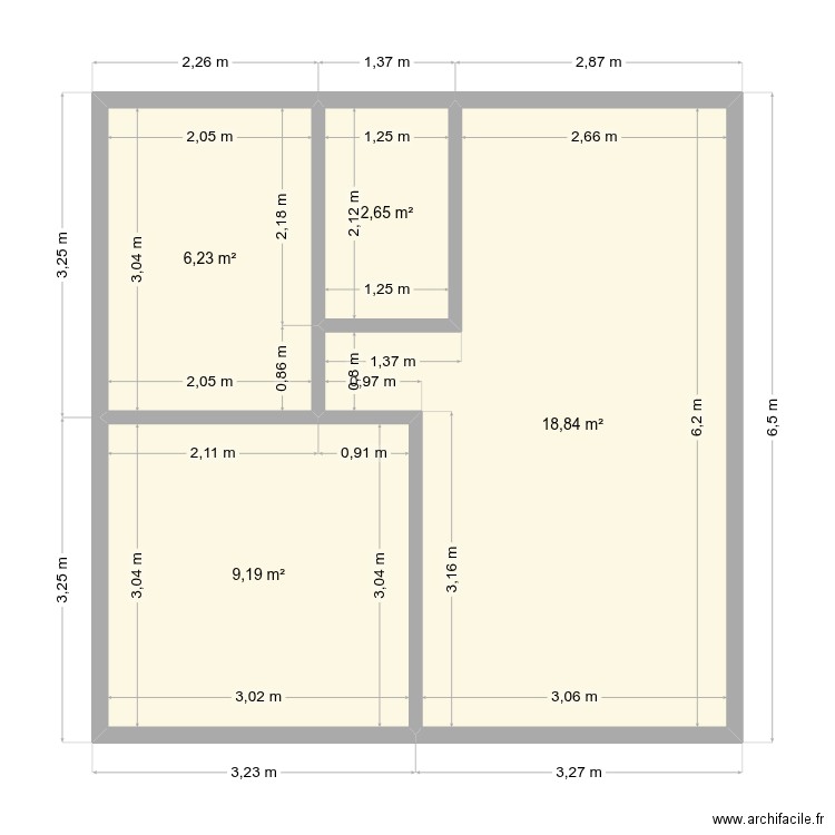 ameland. Plan de 4 pièces et 37 m2