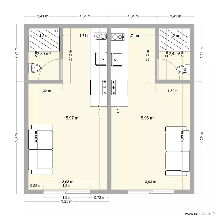 ameland. Plan de 4 pièces et 37 m² ameland. Plan de 4 pièces et 37 m²