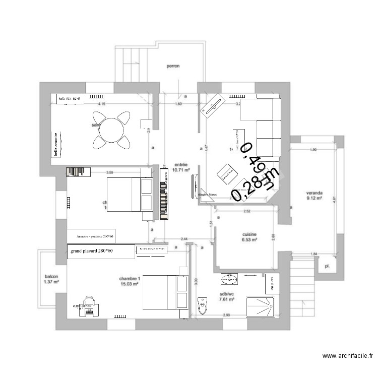 maison bleue rdc. Plan de 0 pièce et 0 m2