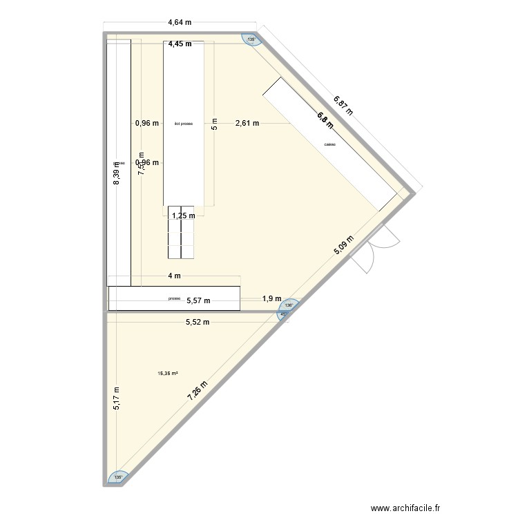 cerfa. Plan de 2 pièces et 75 m2