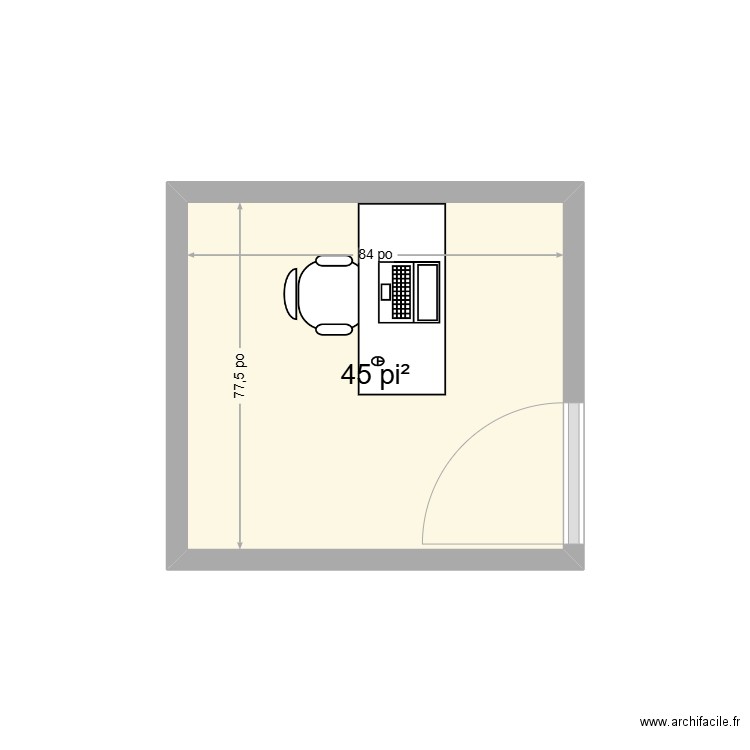 Bureau Dan. Plan de 1 pièce et 4 m2