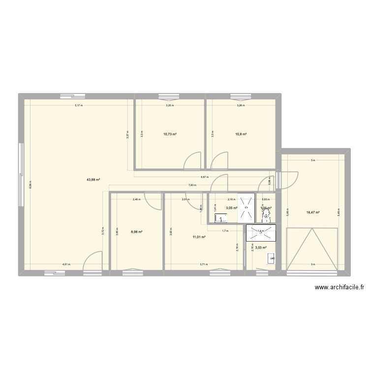 caballe. Plan de 9 pièces et 109 m2