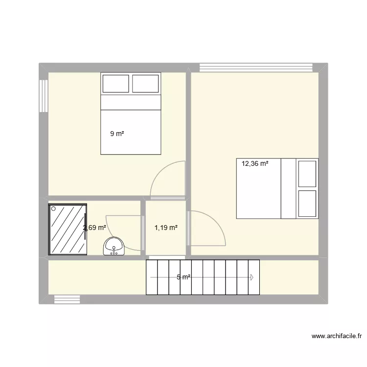 1er etage saint vaast. Plan de 5  et 30 m²