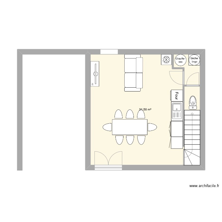 le GD Boursigny 2. Plan de 1 pièce et 32 m2