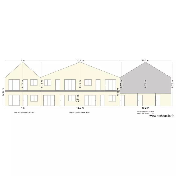 plan fa&ccedil;ade EST avec BOX. Plan de 