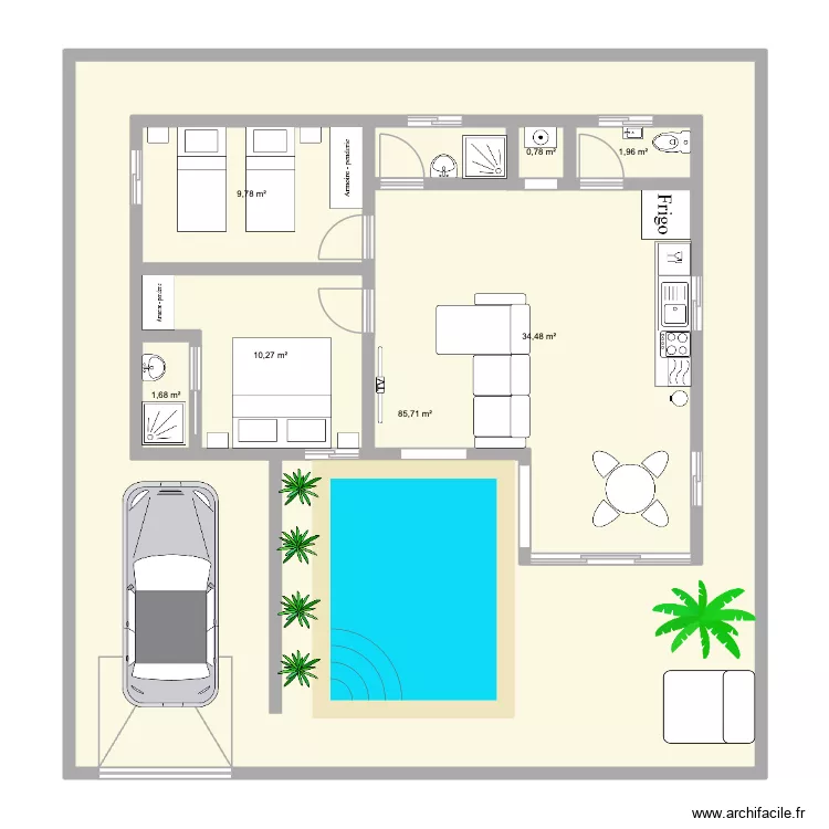 Bain Boeuf Diane. Plan de 7  et 216 m²