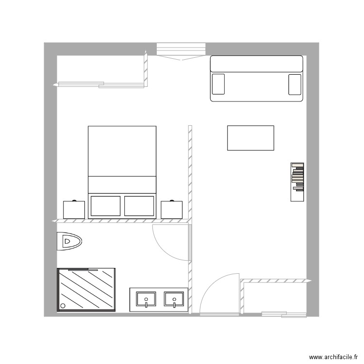 grande chambre a villo. Plan de 4 pièces et 26 m2