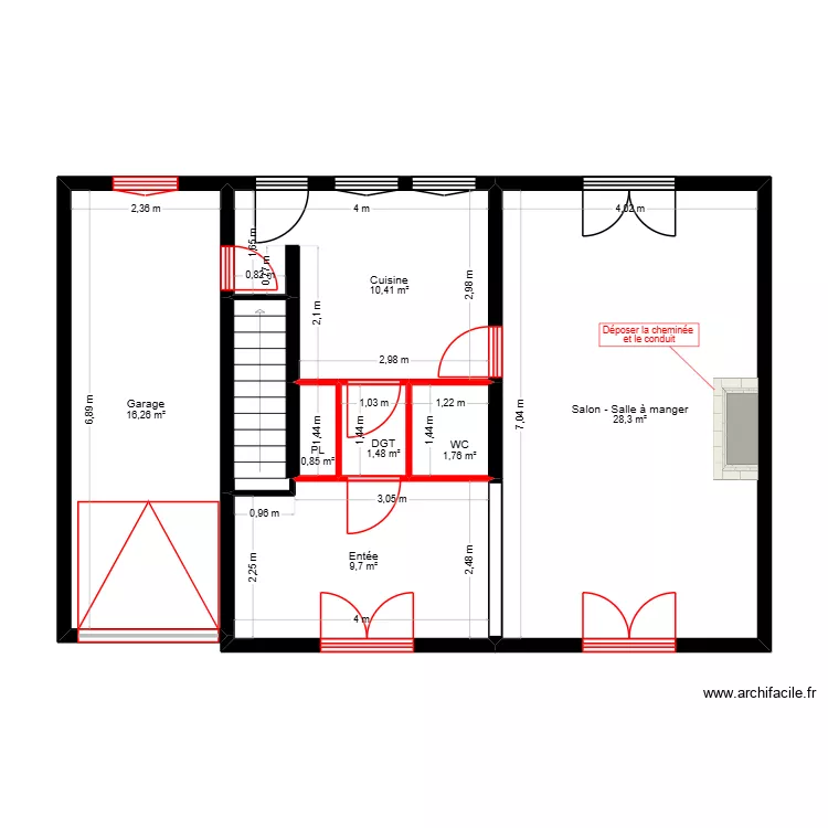 P0.1 PLAN RDC CLOISONS SUPPRIMEES - PROJET ROUSSELET. Plan de 8 et 71 m² P0.1 PLAN RDC CLOISONS SUPPRIMEES - PROJET ROUSSELET. Plan de 8 et 71 m²