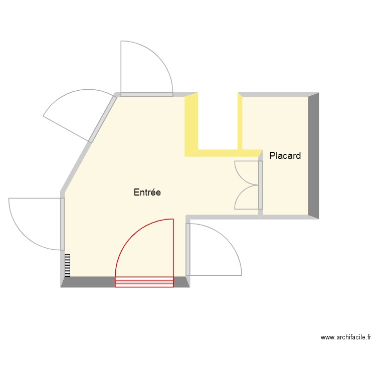 Entrée. Plan de 2 pièces et 8 m2