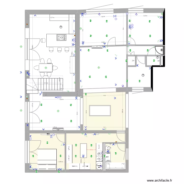 appart kro et jerry+2. Plan de 13  et 141 m²