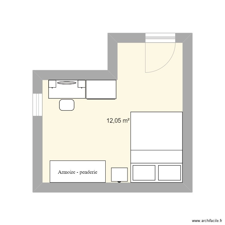 ma chambre. Plan de 1 pièce et 12 m2
