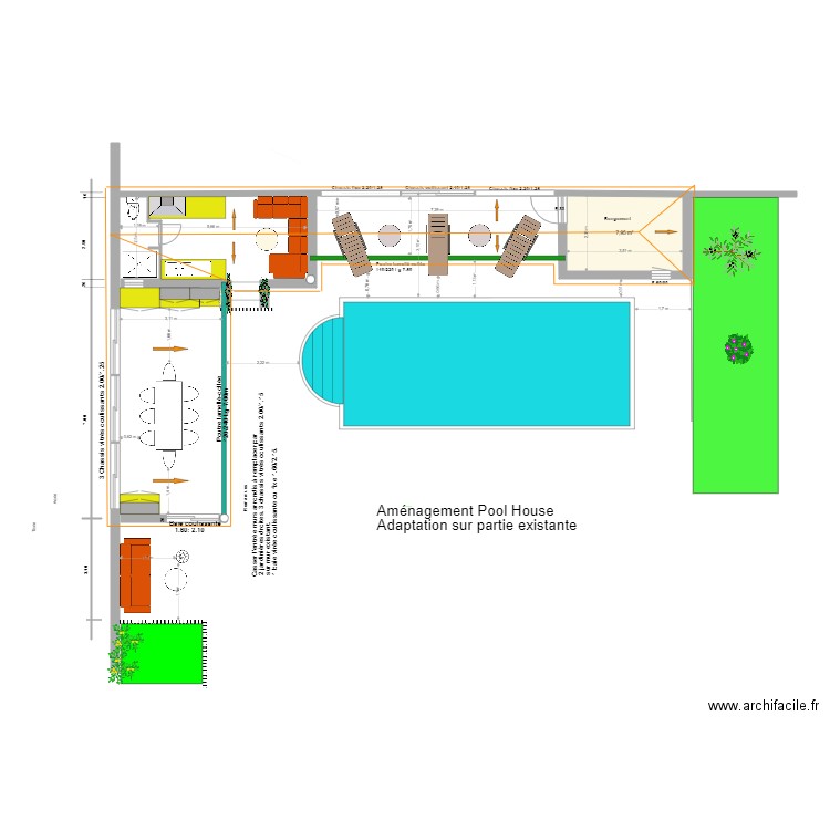 ABRI DE PISCINE BERNARD'. Plan de 1 pièce et 8 m2