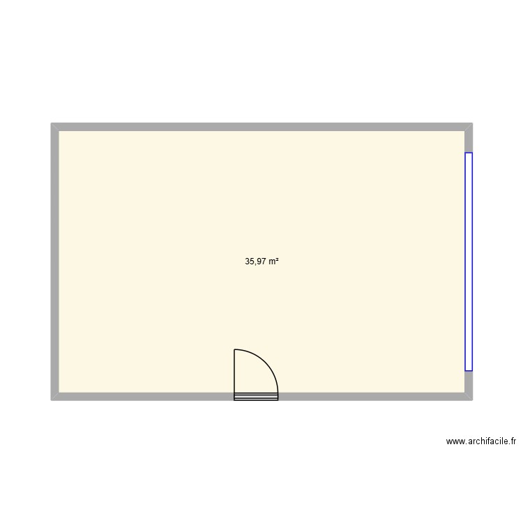 Change. Plan de 1 pièce et 36 m2
