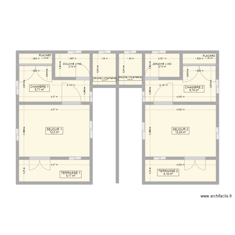 Plan kkan No2 du 28-04-2025. Plan de 12 pièces et 61 m2
