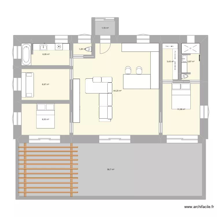 New plan 90m2 plein pied. Plan de 10  et 147 m²