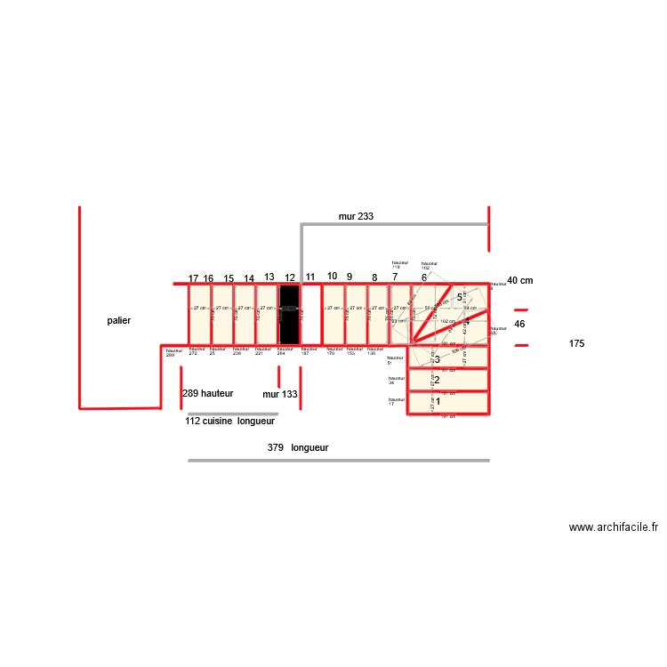 escalier version final 2. Plan de 14 pièces et 3 m2