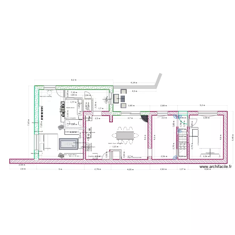 phase 2. Plan de 6 pièces et 100 m²
