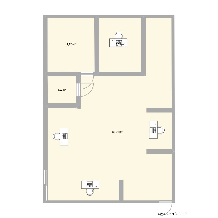 plan local 3. Plan de 4 pièces et 81 m2