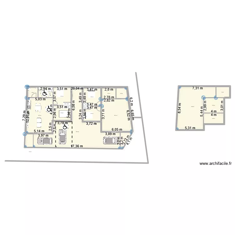 plan essai 3. Plan de 17  et 305 m²