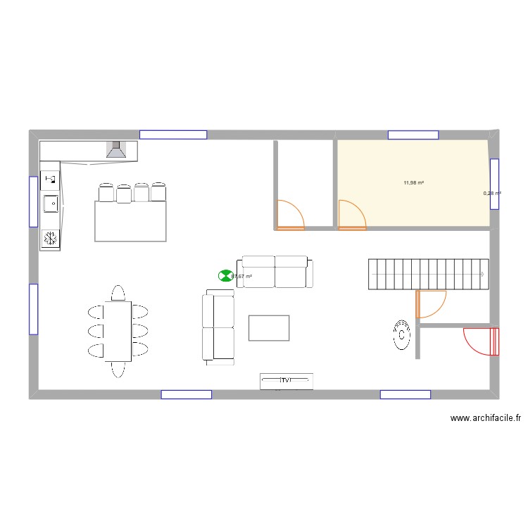 essai 1. Plan de 3 pièces et 100 m2