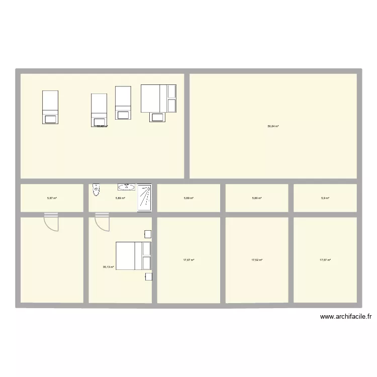 HANGAR. Plan de 11  et 229 m²