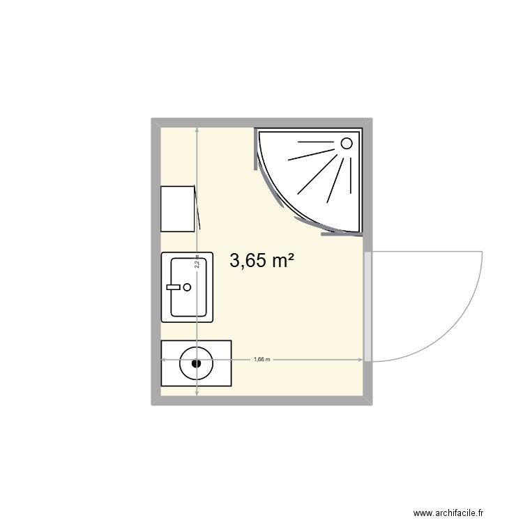 SDB JEANDENANS. Plan de 1 pièce et 4 m2