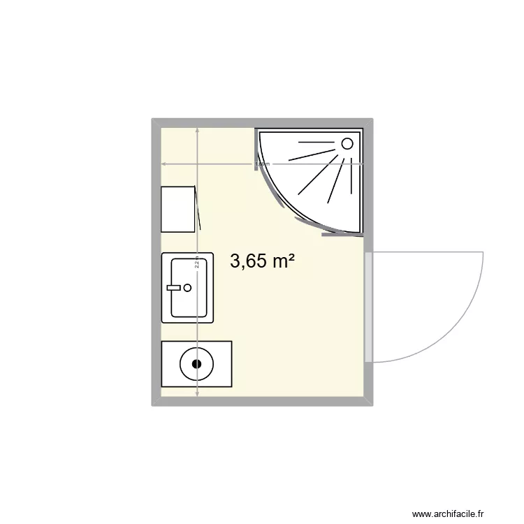 SDB JEANDENANS. Plan de 1  et 4 m²