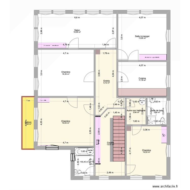 ZM4 (Obergeschoss). Plan de 12 pièces et 137 m2