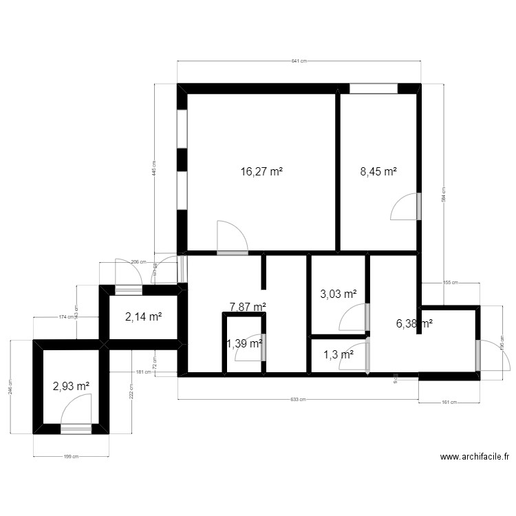 LA VALETTE NORD AVANT TRAVAUX . Plan de 9 pièces et 50 m2