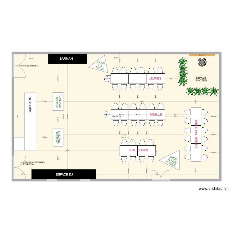 SALLE MARIAGE 27aout25. Plan de 1 pièce et 154 m2