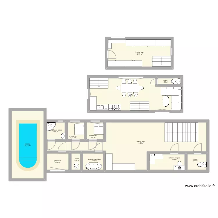 maison 1 espagnol. Plan de 13 et 133 m² maison 1 espagnol. Plan de 13 et 133 m²