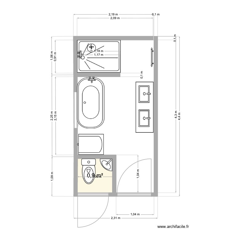SALLE DE BAIN VERDUN. Plan de 0 pièce et 0 m2
