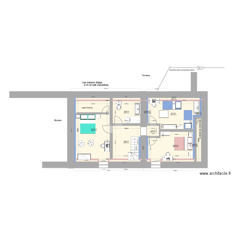 ma maison futur étage. Plan de 10 pièces et 76 m2